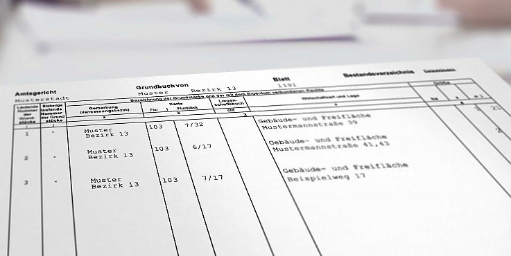 Grundbucheintrag im Grundbuch Wiesbaden