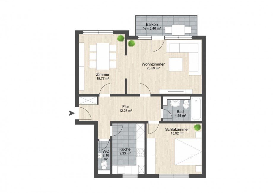Grundriss Erdgeschosswohnung Wiesbaden