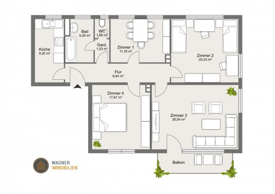 Grundriss Erdgeschosswohnung Wiesbaden