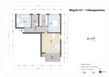 Grundriss Helle 3 Zi.-Wohnung mit Balkon, EBK, TG-Platz und Aufzug  | WAGNER IMMOBILIEN