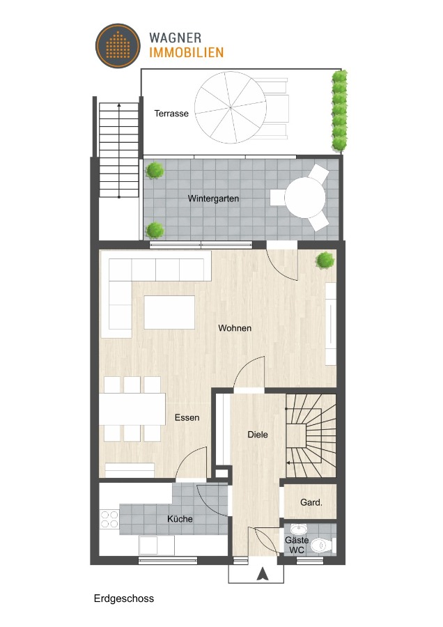 Grundriss Erdgeschoss Reihenmittelhaus Mainz
