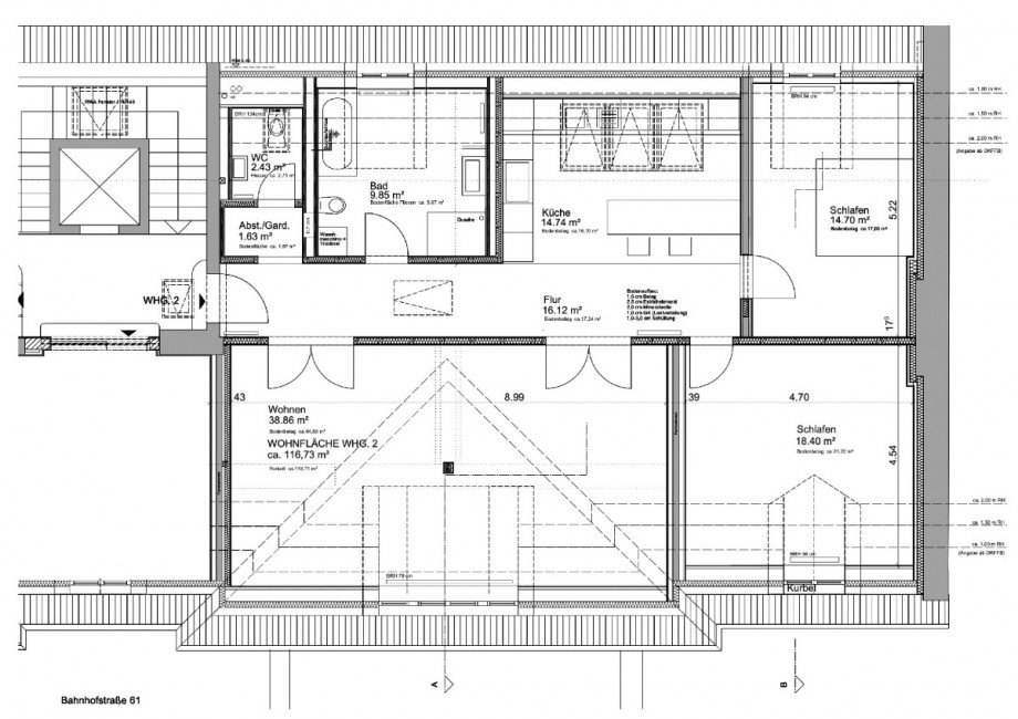 floor plan Dachgeschosswohnung Wiesbaden