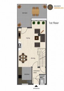 floor plan 1st floor Lovely Townhouse with Fitted Kitchen, Garden & Garage Close to Mainz City Center | WAGNER IMMOBILIEN
