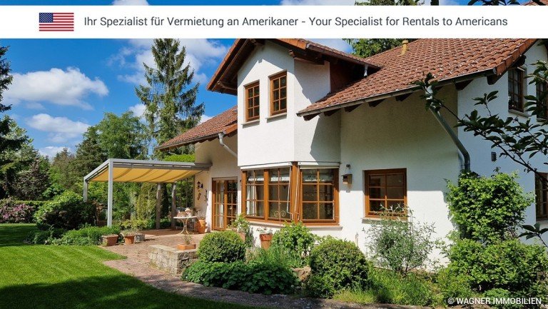 rear view with terrace Niedernhausen - Wildpark Einfamilienhaus Single family home on large grounds | WAGNER IMMOBILIEN