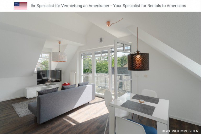 living and dining Wiesbaden Dachgeschosswohnung Modern apartment near Clay Kaserne | WAGNER IMMOBILIEN