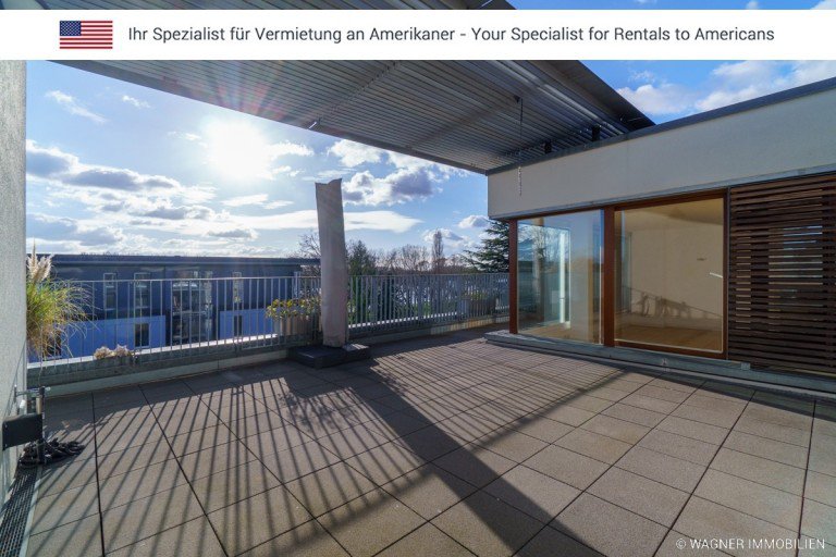roof terrace Wiesbaden - Biebrich Penthousewohnung Modern PH apartment with view of the Rhine river | WAGNER IMMOBILIEN