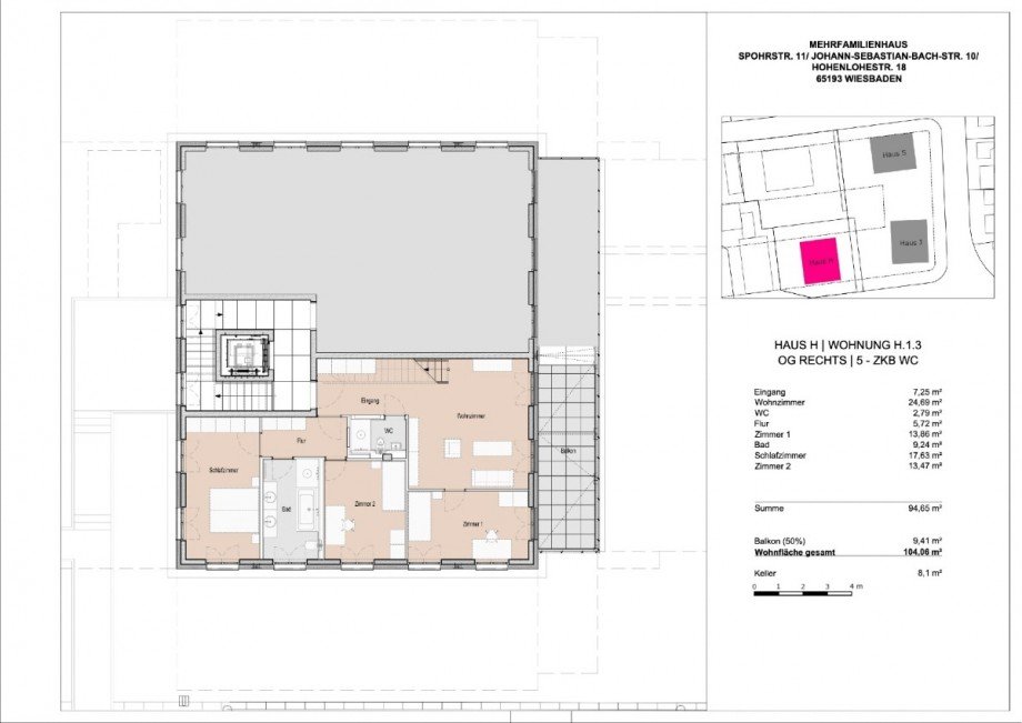 Grundriss 1.OG Penthousewohnung Wiesbaden