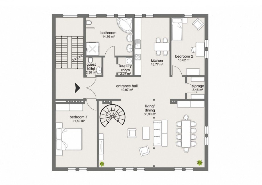 2D Floor plan Dachgeschosswohnung Wiesbaden