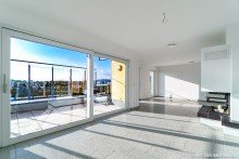 living and dining Luxurious Penthouse near Amelia-Earhart | WAGNER IMMOBILIEN