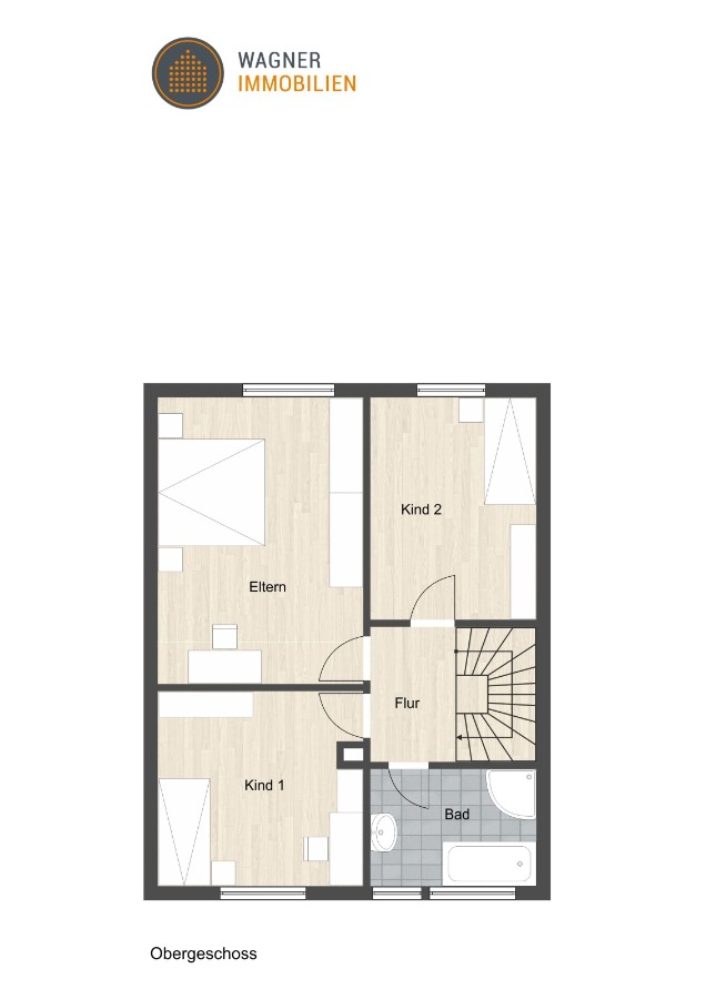 Grundriss Obergeschoss Reihenmittelhaus Mainz