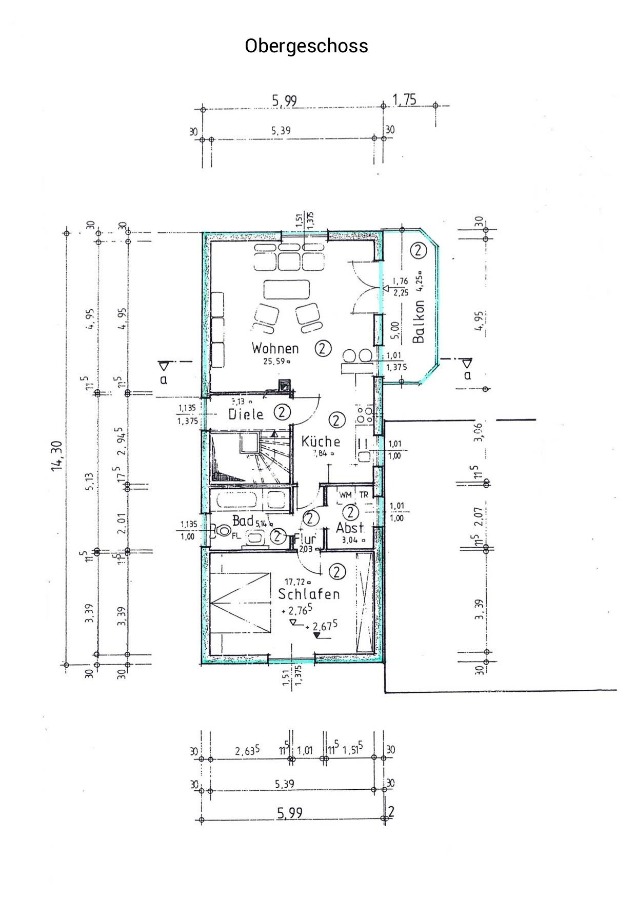Grundriss OG Maisonettewohnung Wiesbaden